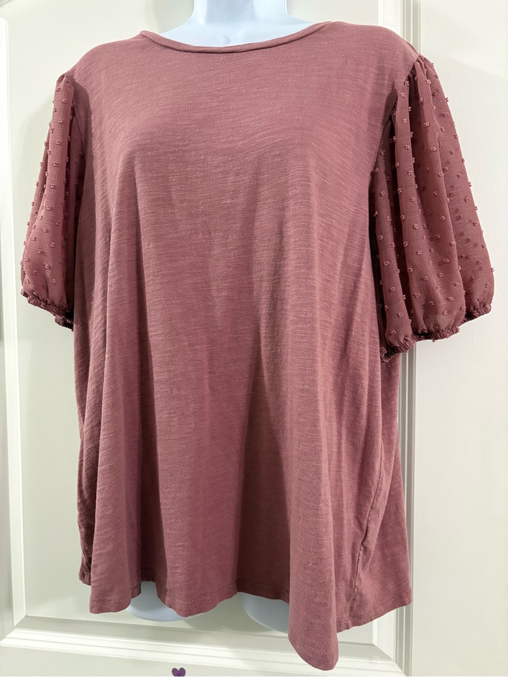 Maurices Dusty Rose Puff Sleeve Short Sleeve Tee